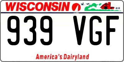 WI license plate 939VGF