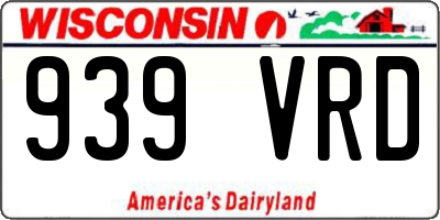 WI license plate 939VRD