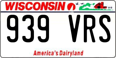 WI license plate 939VRS