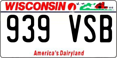 WI license plate 939VSB