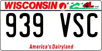 WI license plate 939VSC