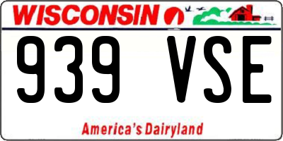 WI license plate 939VSE
