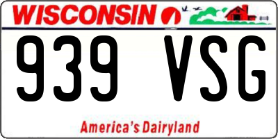 WI license plate 939VSG