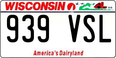 WI license plate 939VSL