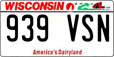 WI license plate 939VSN
