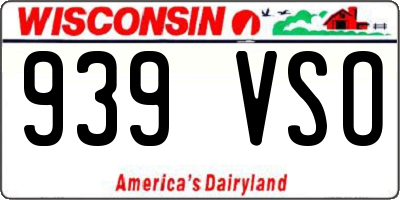 WI license plate 939VSO