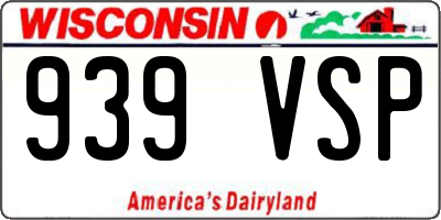 WI license plate 939VSP