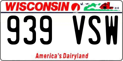 WI license plate 939VSW