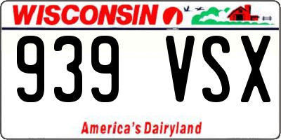 WI license plate 939VSX