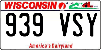 WI license plate 939VSY