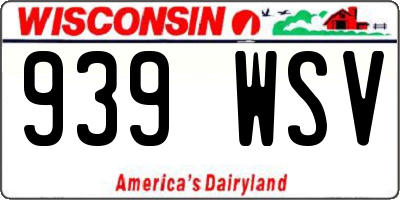 WI license plate 939WSV