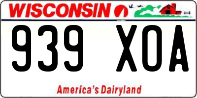 WI license plate 939XOA