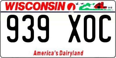 WI license plate 939XOC