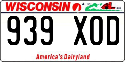 WI license plate 939XOD