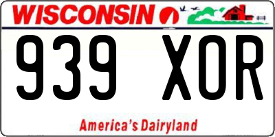 WI license plate 939XOR