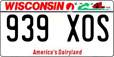 WI license plate 939XOS