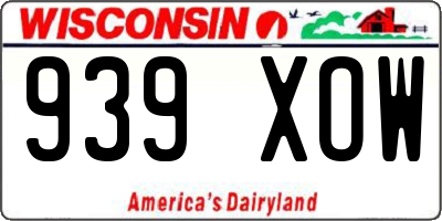 WI license plate 939XOW