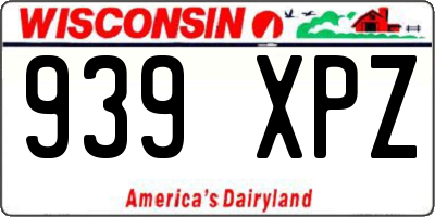 WI license plate 939XPZ