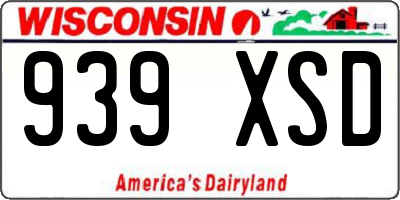 WI license plate 939XSD