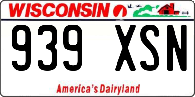 WI license plate 939XSN