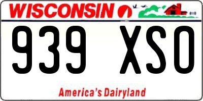 WI license plate 939XSO