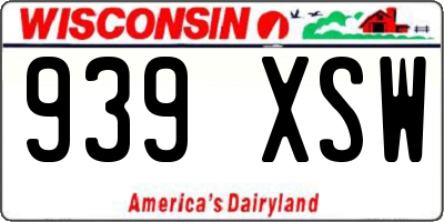WI license plate 939XSW