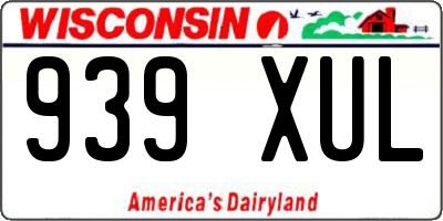 WI license plate 939XUL