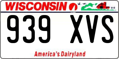 WI license plate 939XVS