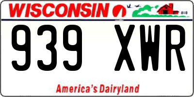 WI license plate 939XWR