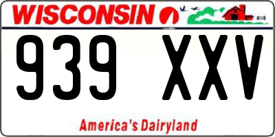 WI license plate 939XXV