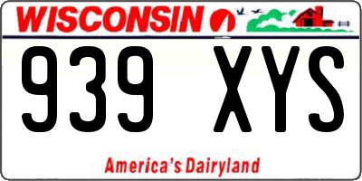 WI license plate 939XYS