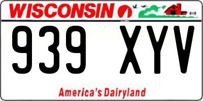 WI license plate 939XYV