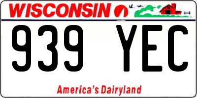 WI license plate 939YEC