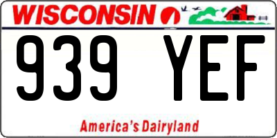 WI license plate 939YEF