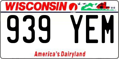 WI license plate 939YEM