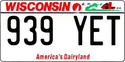 WI license plate 939YET