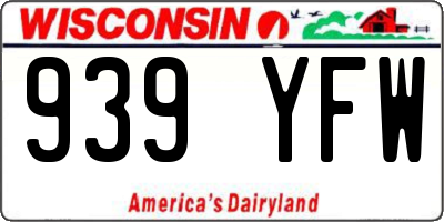 WI license plate 939YFW