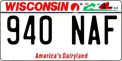 WI license plate 940NAF