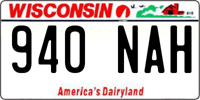 WI license plate 940NAH