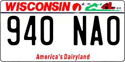 WI license plate 940NAO