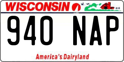 WI license plate 940NAP