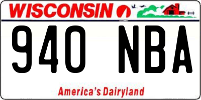 WI license plate 940NBA