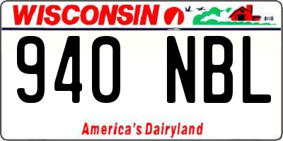 WI license plate 940NBL