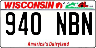 WI license plate 940NBN