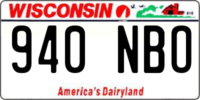 WI license plate 940NBO