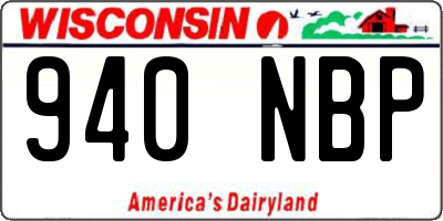 WI license plate 940NBP