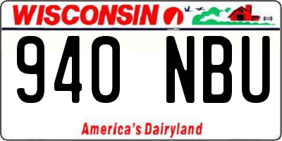 WI license plate 940NBU
