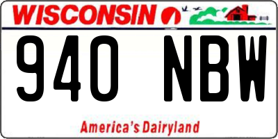 WI license plate 940NBW