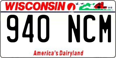 WI license plate 940NCM
