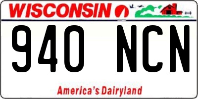 WI license plate 940NCN